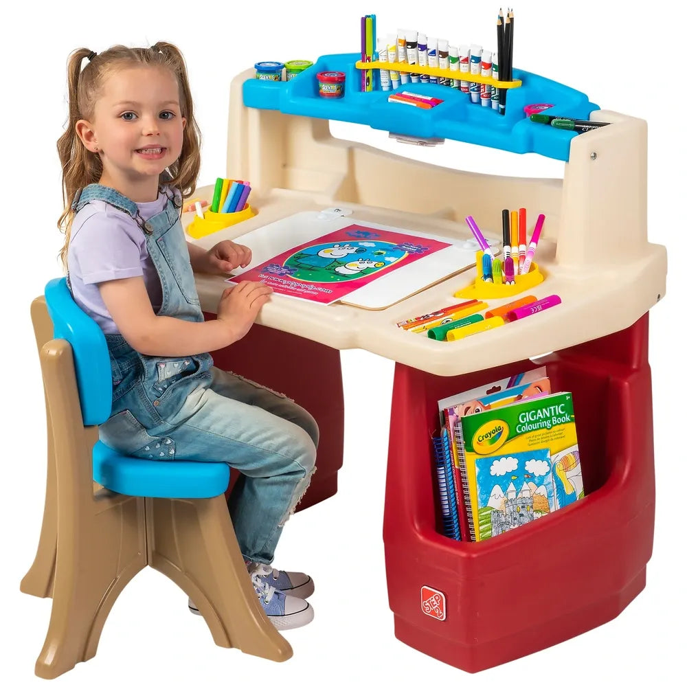 Step2 Deluxe Art Activity Desk for Kids – Creative Drawing and Craft Table, Ages 3+