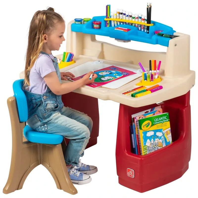 Step2 Deluxe Art Activity Desk for Kids – Creative Drawing and Craft Table, Ages 3+