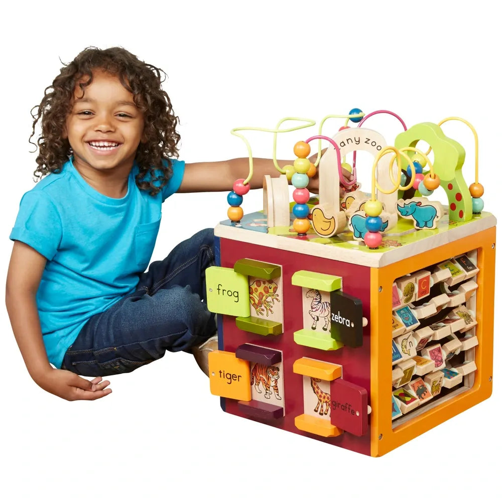 Zany Zoo Wooden Activity Cube for Toddlers – Multi-Activity Learning Toy, Ages 12 Months+