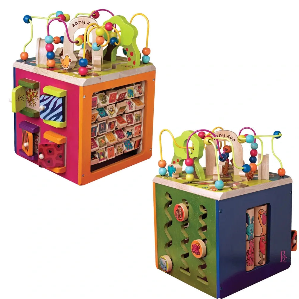 Zany Zoo Wooden Activity Cube for Toddlers – Multi-Activity Learning Toy, Ages 12 Months+