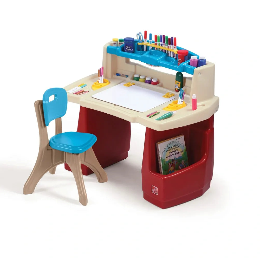 Step2 Deluxe Art Activity Desk for Kids – Creative Drawing and Craft Table, Ages 3+