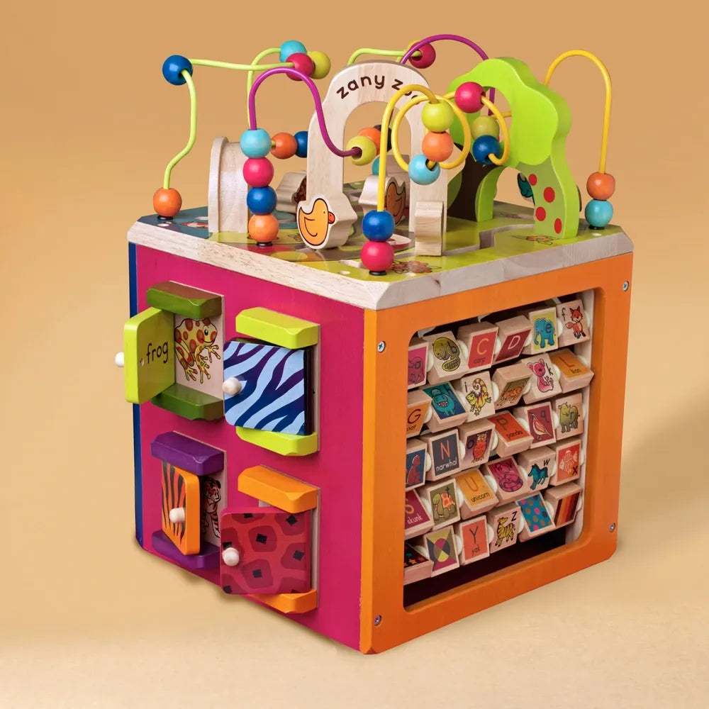 Zany Zoo Wooden Activity Cube for Toddlers – Multi-Activity Learning Toy, Ages 12 Months+