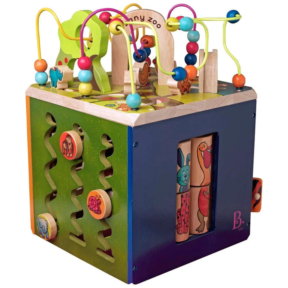 Zany Zoo Wooden Activity Cube for Toddlers – Multi-Activity Learning Toy, Ages 12 Months+