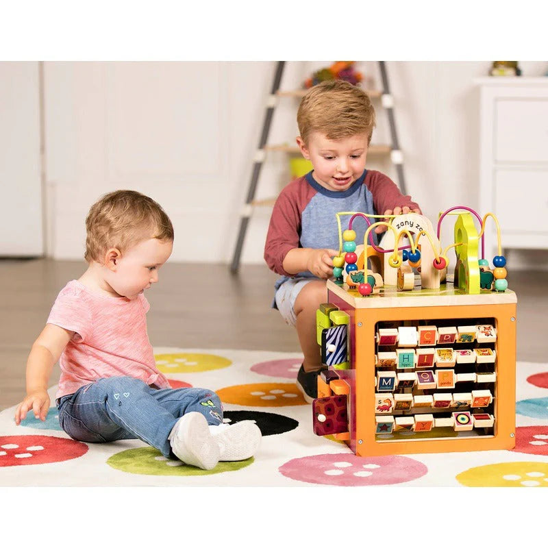 Zany Zoo Wooden Activity Cube for Toddlers – Multi-Activity Learning Toy, Ages 12 Months+