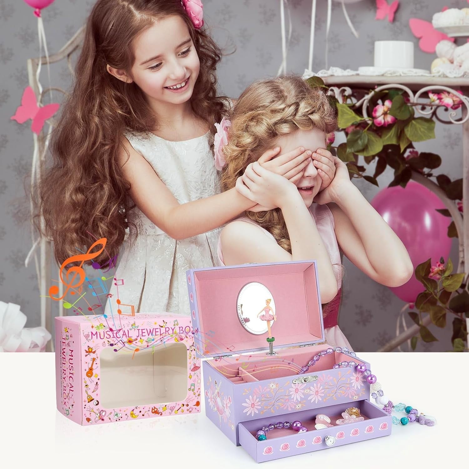 Musical Jewellery Box for Princess – Pink Dancing Ballerina with Drawer & Mirror
