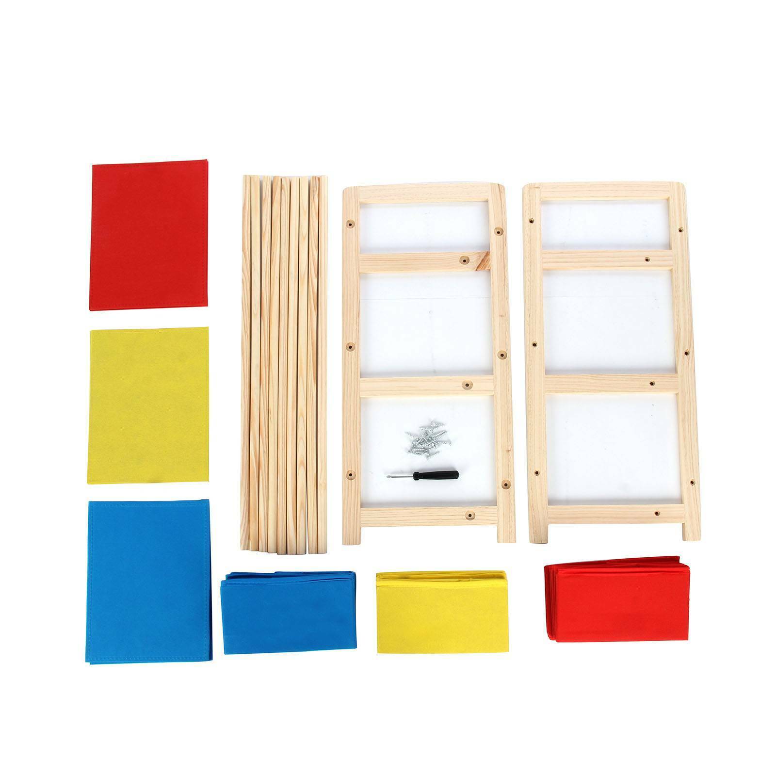 Kids Toy Storage Rack Unit with 9 Removable Bins – Wooden & Canvas Freestanding Toy Organiser