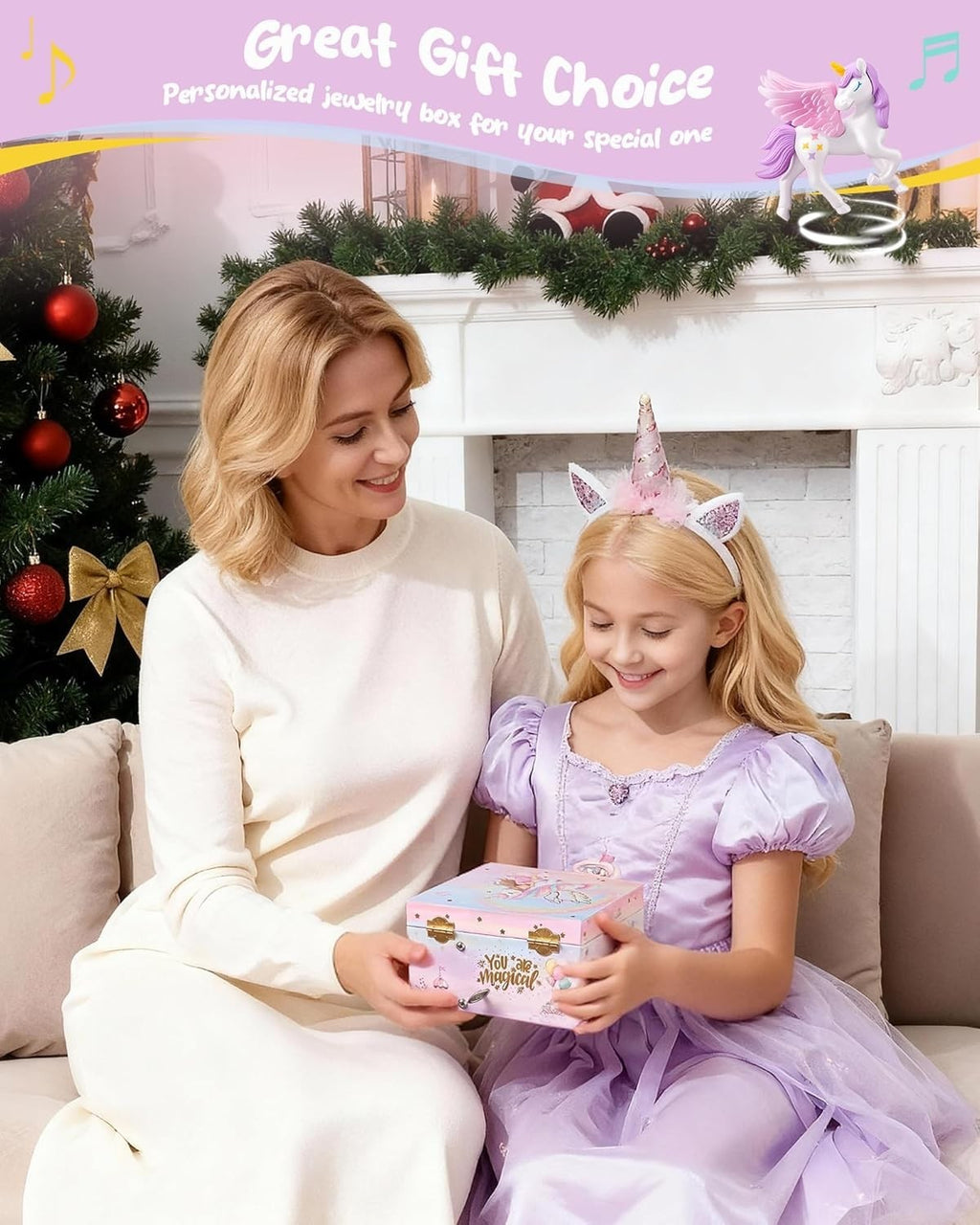 Magical Unicorn Jewelry Box with Music & Spinning Ballerina – Girls Gift Organizer