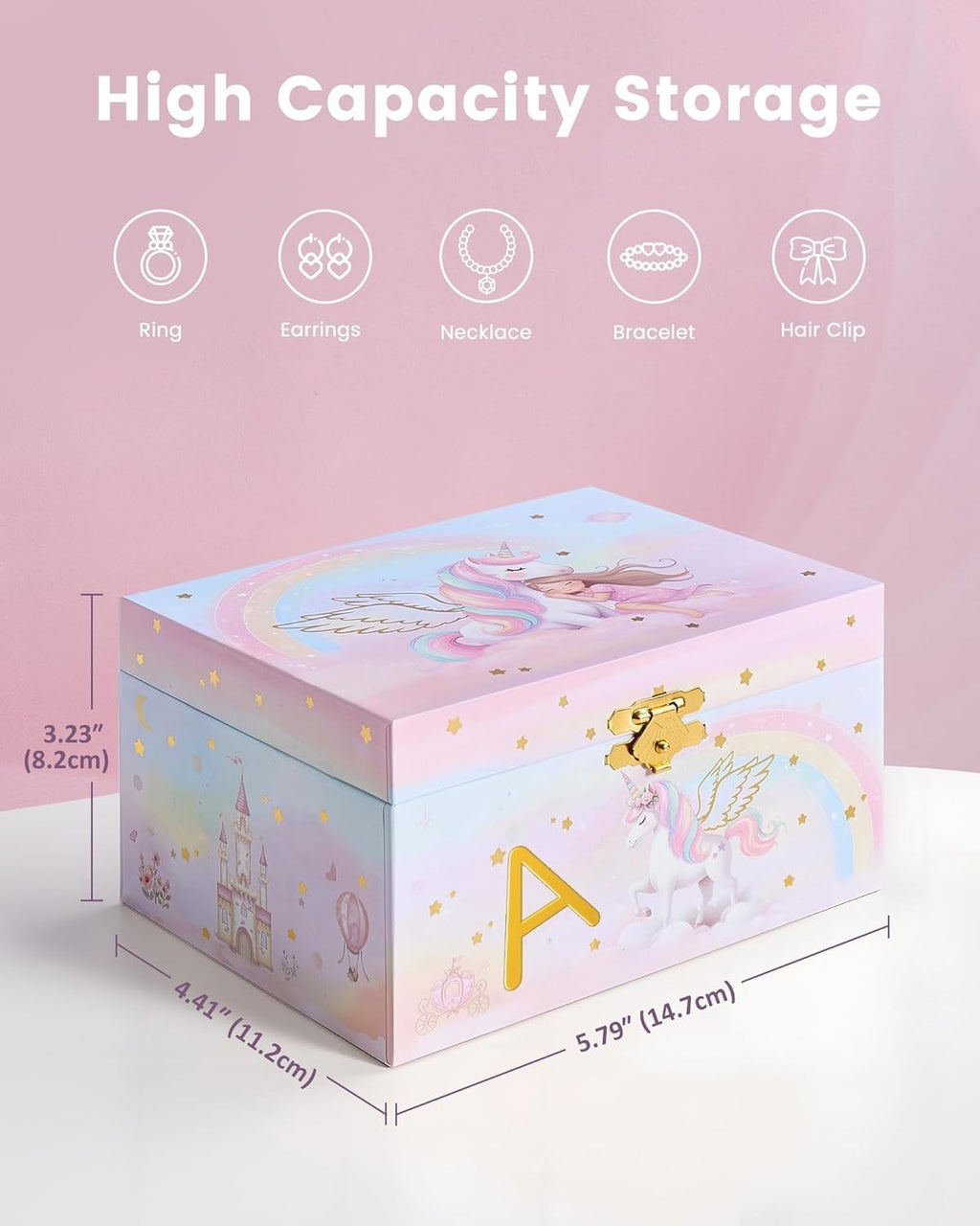 Magical Unicorn Jewelry Box with Music & Spinning Ballerina – Girls Gift Organizer
