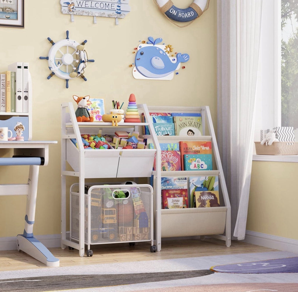 Kids 3 Tier Bookshelf & Toy Storage Organiser – Modern Freestanding Bookcase for Bedroom & Playroom