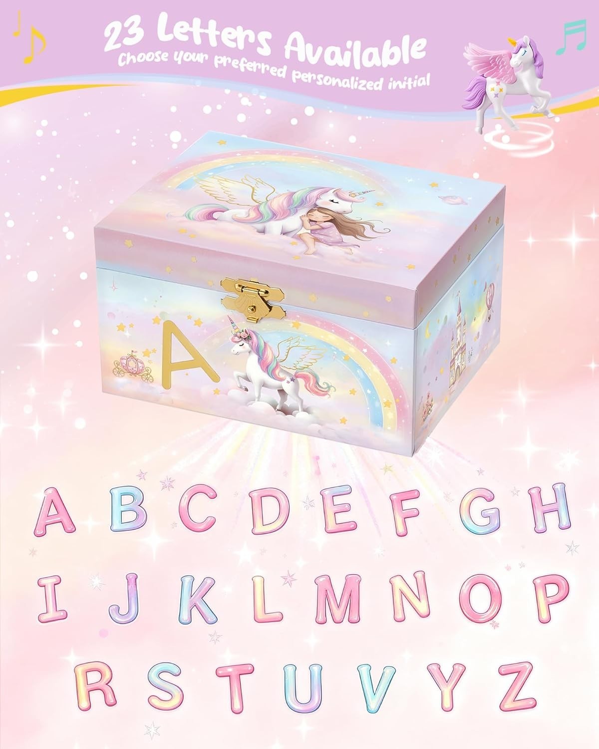 Magical Unicorn Jewelry Box with Music & Spinning Ballerina – Girls Gift Organizer