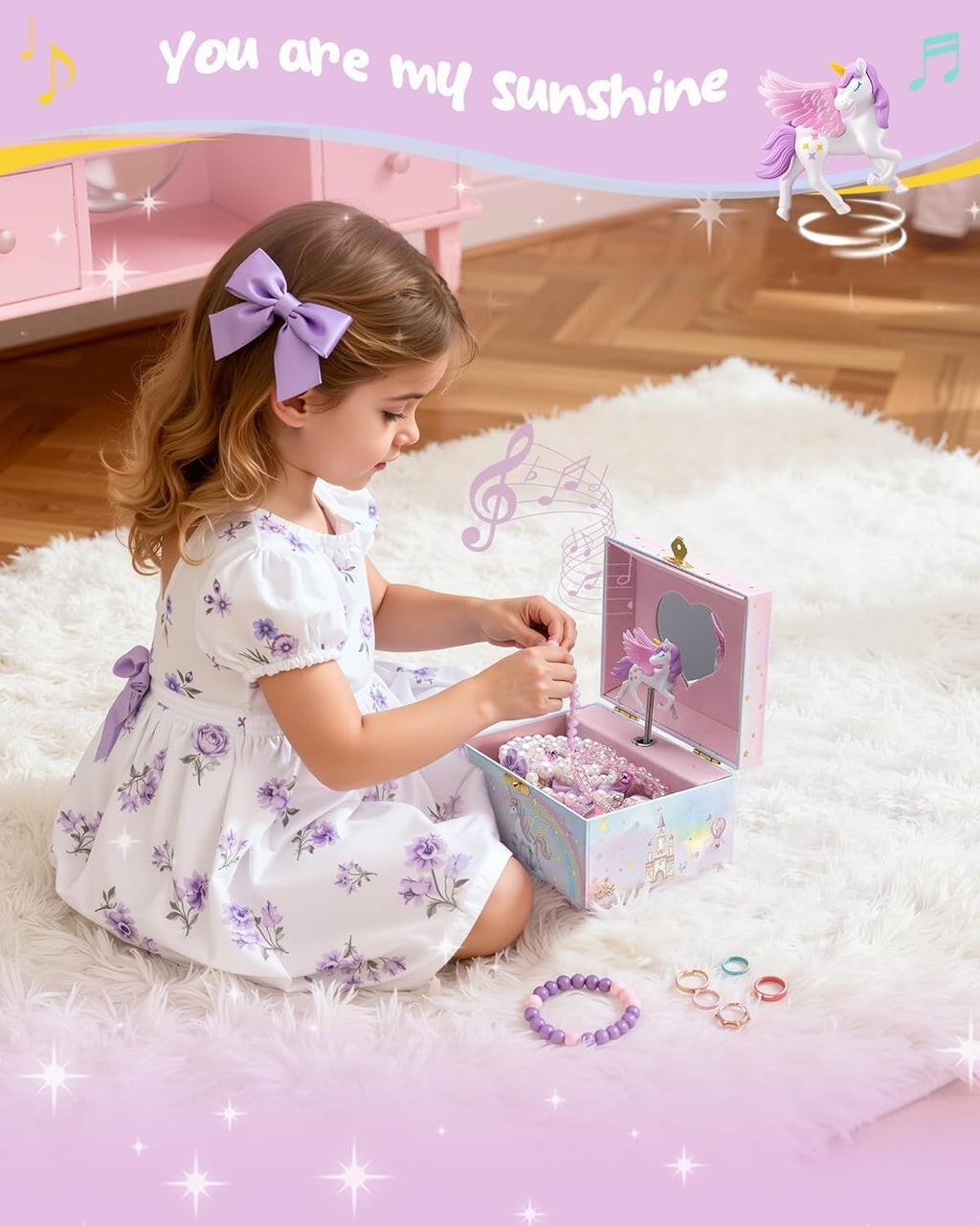Magical Unicorn Jewelry Box with Music & Spinning Ballerina – Girls Gift Organizer