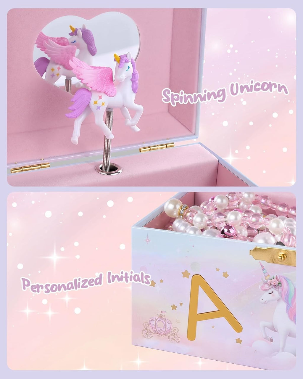 Magical Unicorn Jewelry Box with Music & Spinning Ballerina – Girls Gift Organizer